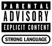 a black and white sticker that says parental advisory explicit content strong language