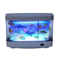 a fish tank with lights and fish in it